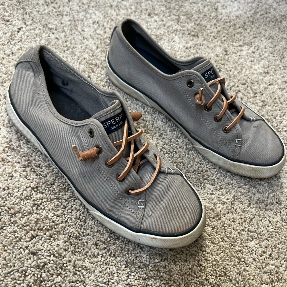 Sperry Women's Gray Canvas Lace-Up Sneakers